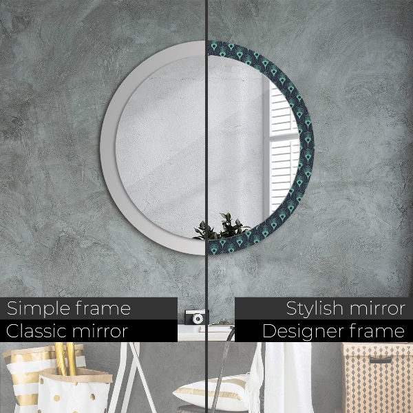 Round printed mirror Floral pattern