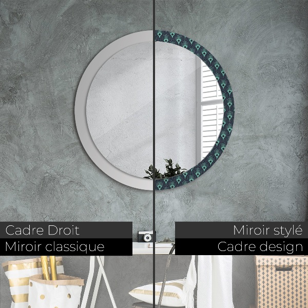 Round printed mirror Floral pattern