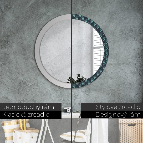 Round printed mirror Floral pattern