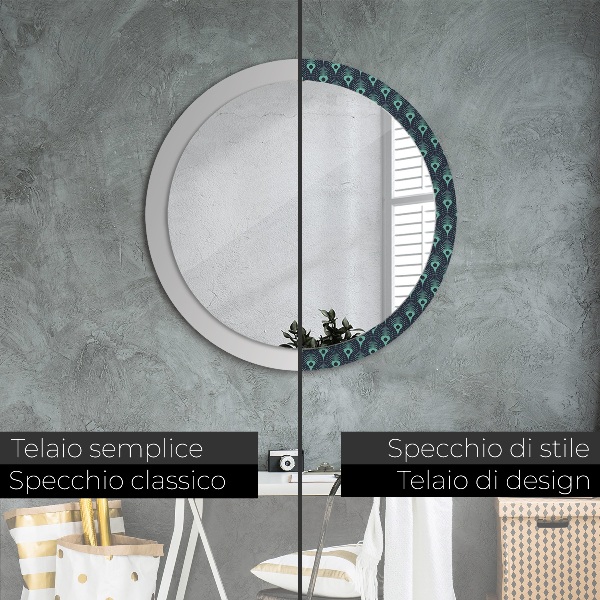 Round printed mirror Floral pattern