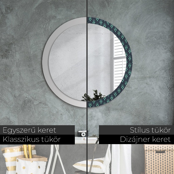 Round printed mirror Floral pattern