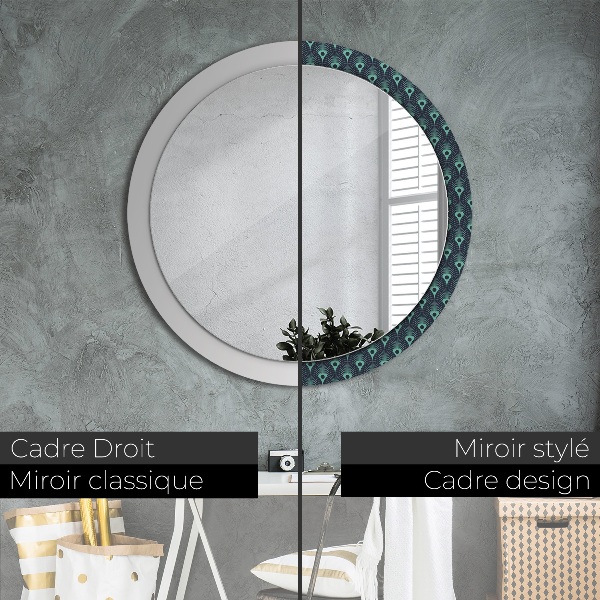 Round printed mirror Floral pattern