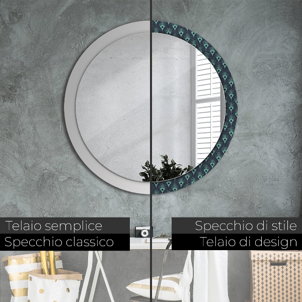 Round printed mirror Floral pattern