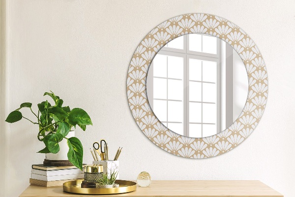 Round wall mirror decor Oriental flower