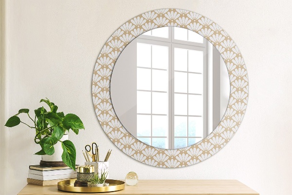Round wall mirror decor Oriental flower