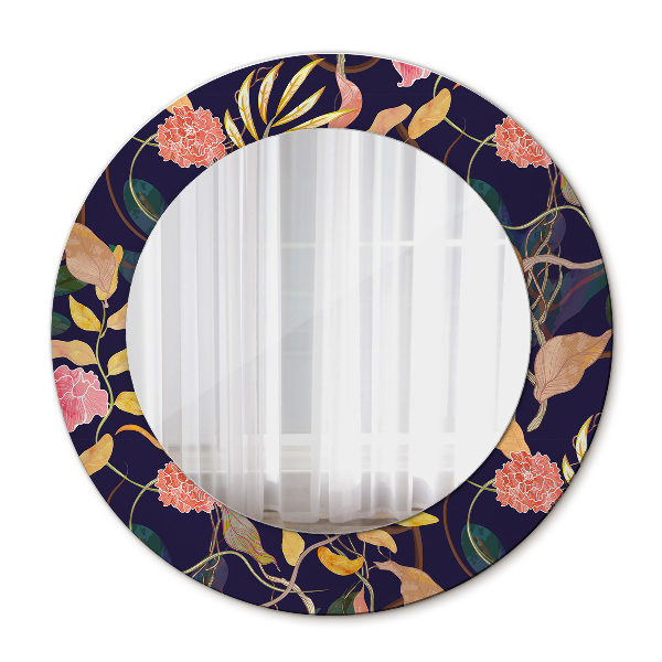 Round wall mirror decor Watercolor plants