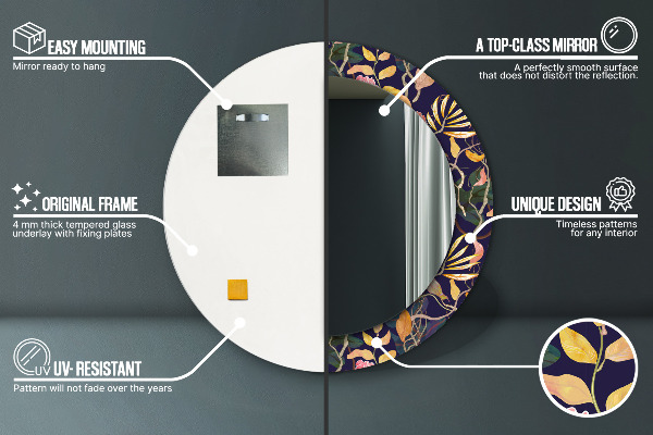 Round wall mirror decor Watercolor plants