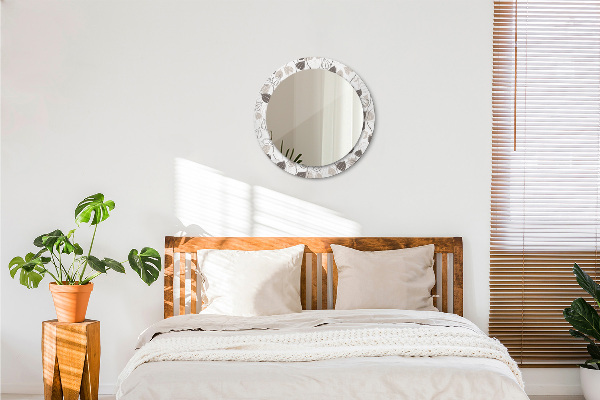 Round wall mirror decor Abstract floral