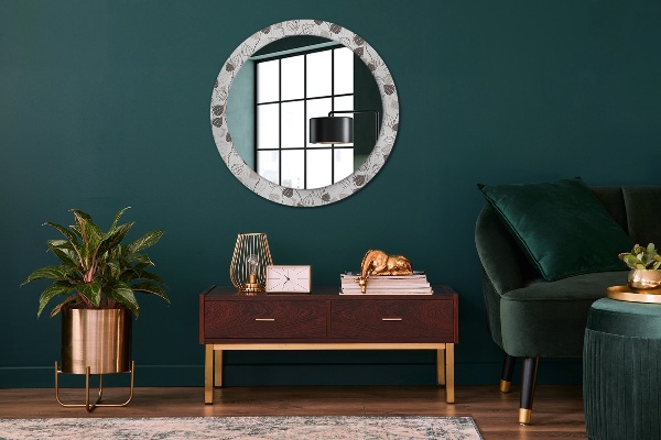 Round wall mirror decor Abstract floral