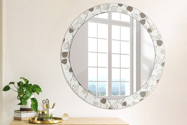 Round wall mirror decor Abstract floral