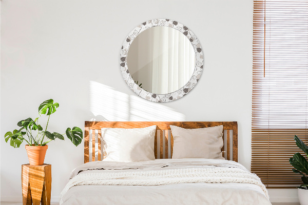Round wall mirror decor Abstract floral