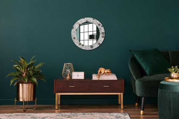 Round wall mirror decor Abstract floral