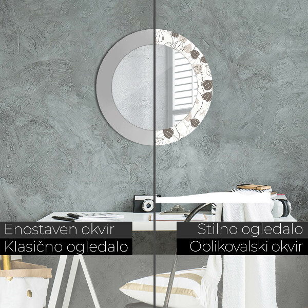 Round wall mirror decor Abstract floral