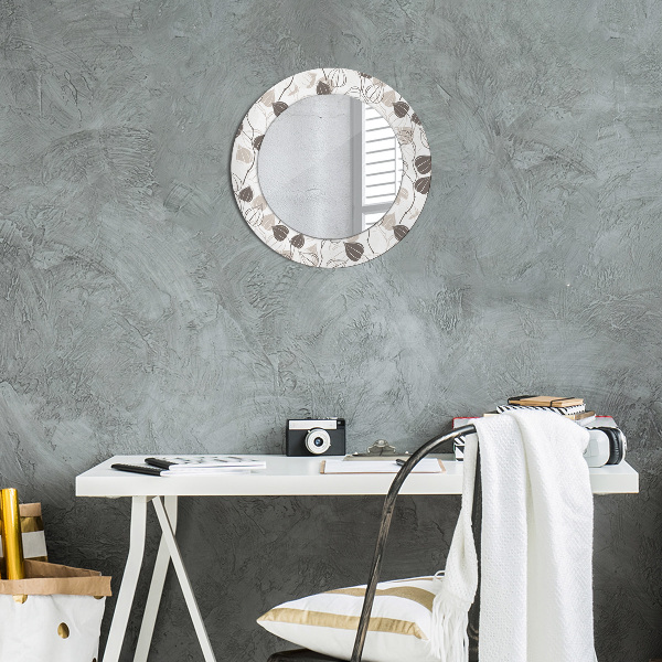 Round wall mirror decor Abstract floral