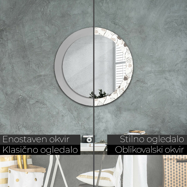 Round wall mirror decor Abstract floral