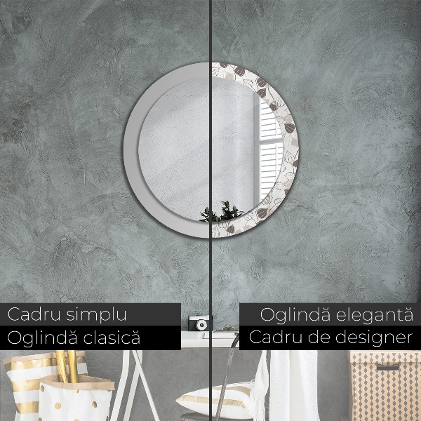 Round wall mirror decor Abstract floral
