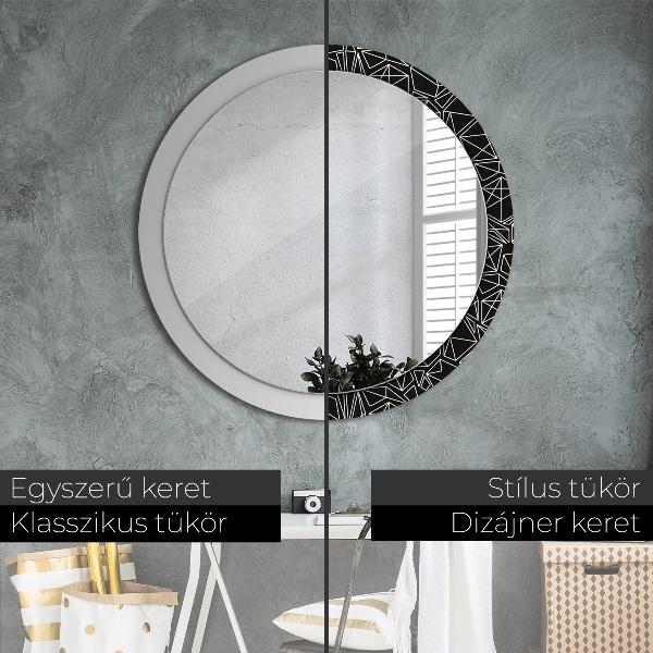 Round wall mirror decor Geometric pattern