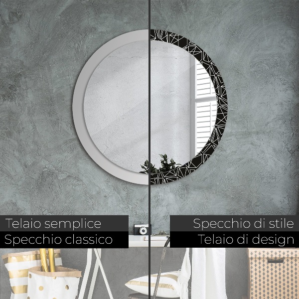 Round wall mirror decor Geometric pattern
