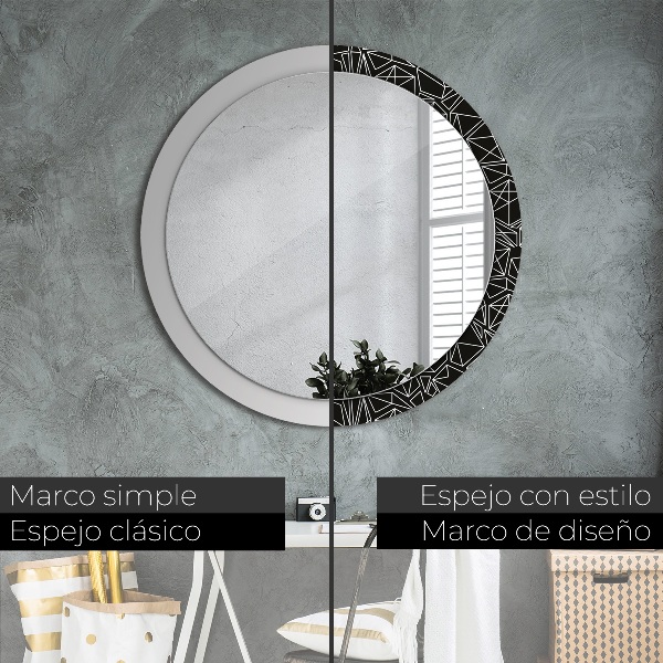 Round wall mirror decor Geometric pattern