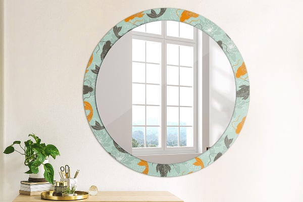 Round mirror frame with print Chinese carp