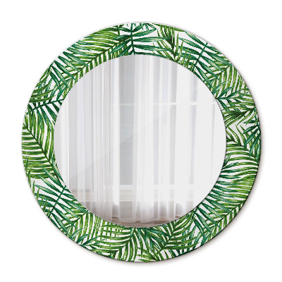 Round mirror frame with print Tropical palm