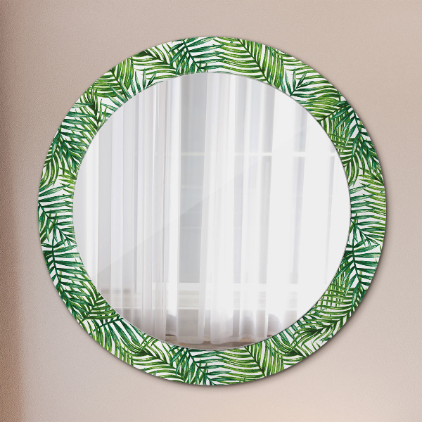 Round mirror frame with print Tropical palm