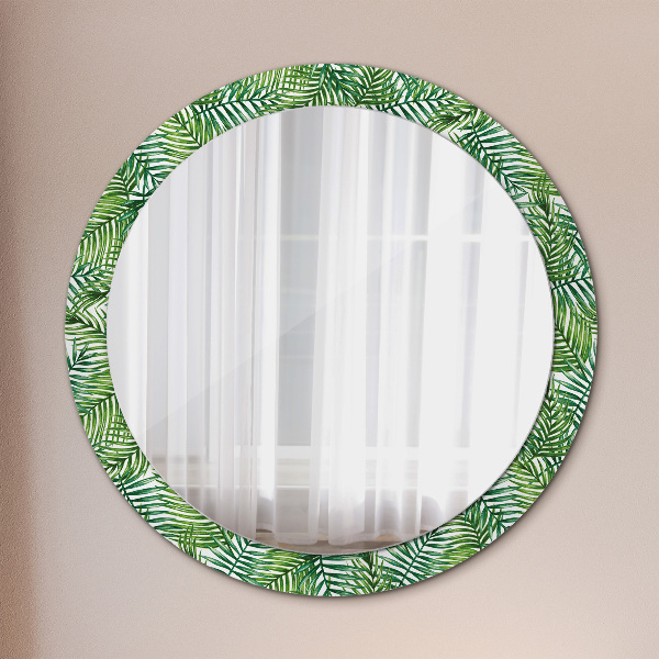 Round mirror frame with print Tropical palm