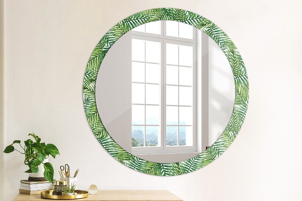 Round mirror frame with print Tropical palm