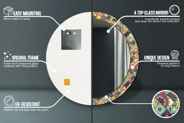 Round mirror frame with print Ethnic floral