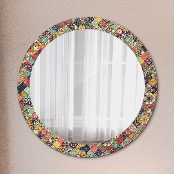 Round mirror frame with print Ethnic floral