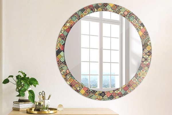 Round mirror frame with print Ethnic floral