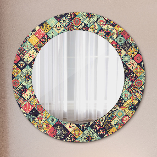 Round mirror frame with print Ethnic floral