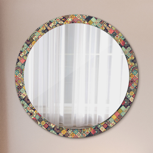 Round mirror frame with print Ethnic floral