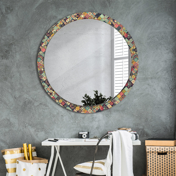 Round mirror frame with print Ethnic floral