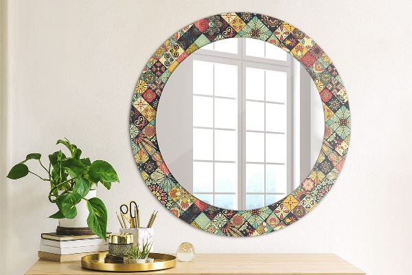 Round mirror frame with print Ethnic floral