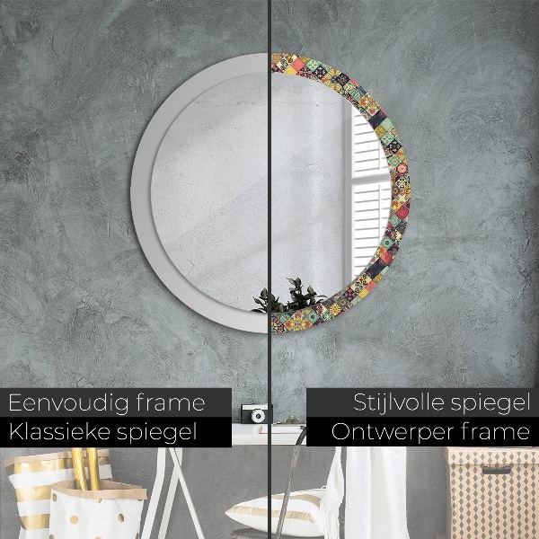 Round mirror frame with print Ethnic floral