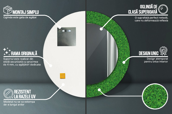 Round decorative mirror Green grass