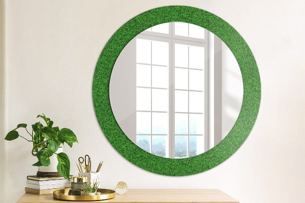 Round decorative mirror Green grass