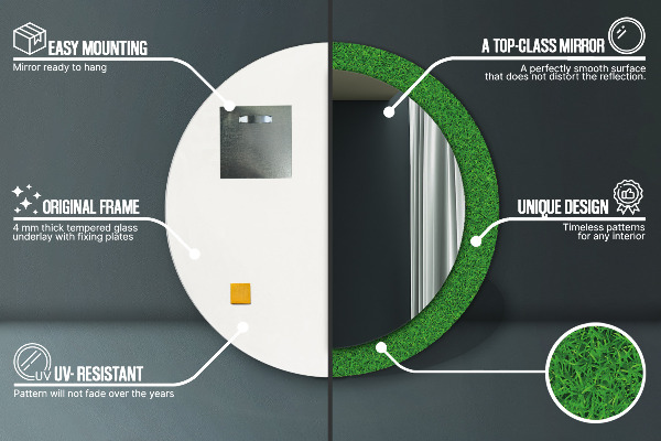 Round decorative mirror Green grass