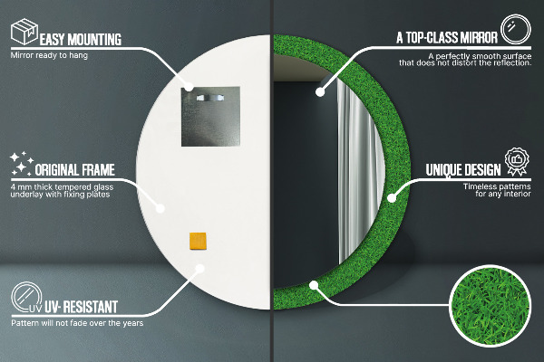 Round decorative mirror Green grass