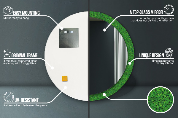 Round decorative mirror Green grass