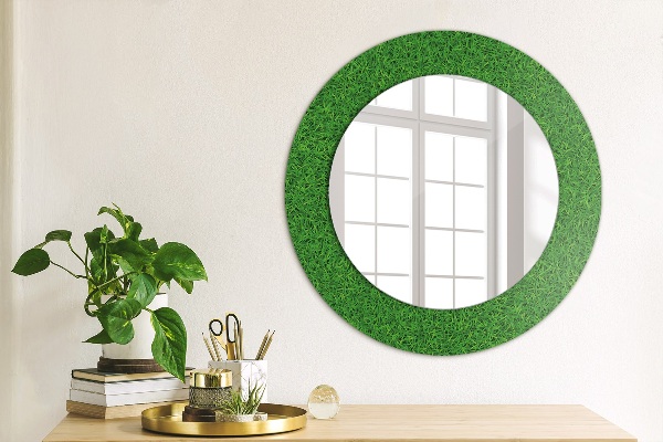 Round decorative mirror Green grass