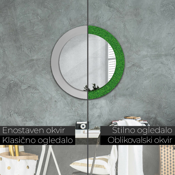 Round decorative mirror Green grass