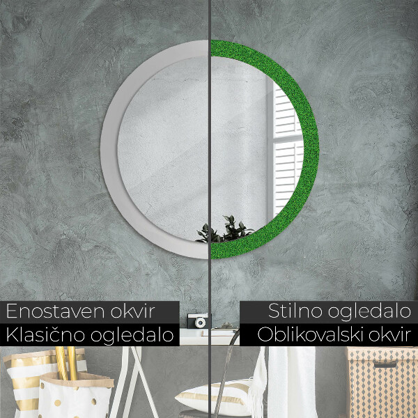Round decorative mirror Green grass