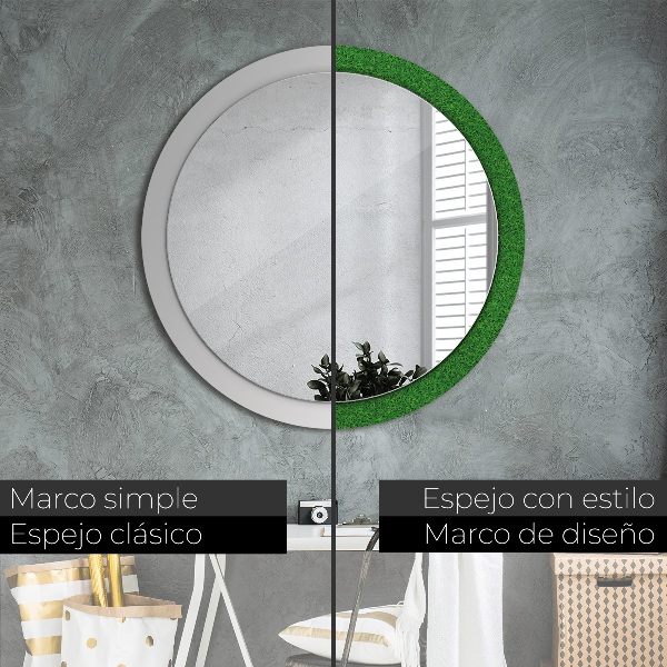 Round decorative mirror Green grass