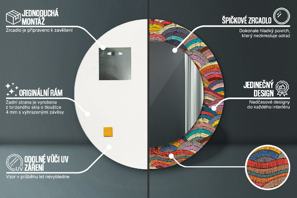 Round printed mirror Bohemical ornament