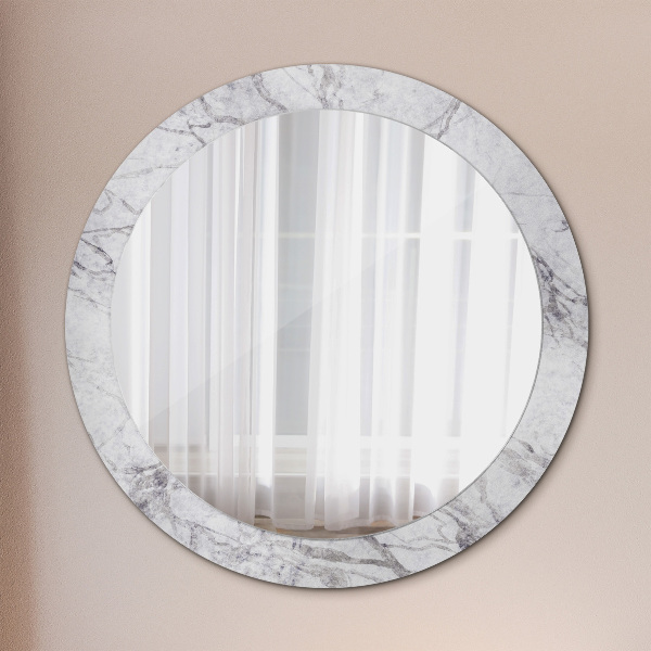 Round printed mirror White marble