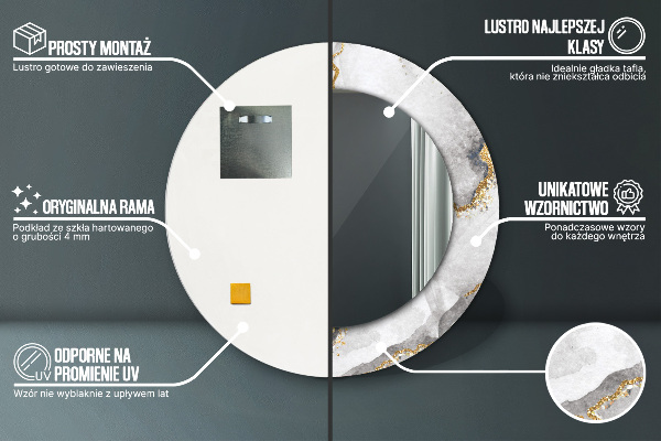 Round decorative mirror White marble gold