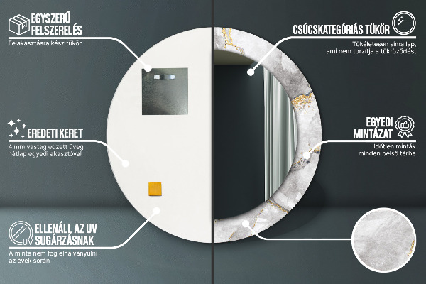 Round decorative mirror White marble gold