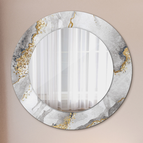 Round decorative mirror White marble gold